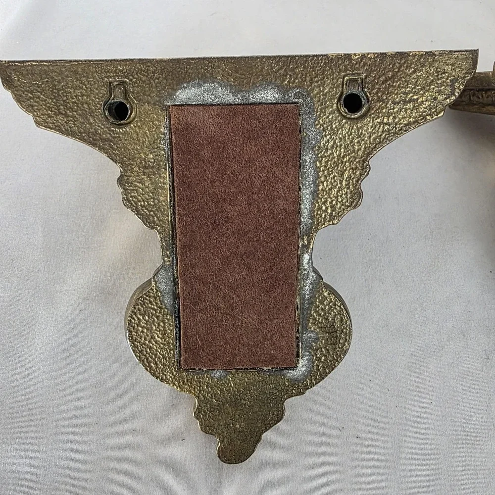 Pair of Vintage Ornate Gilded Brass Wall Sconce Shelves MCM‎ Hollywood Regency